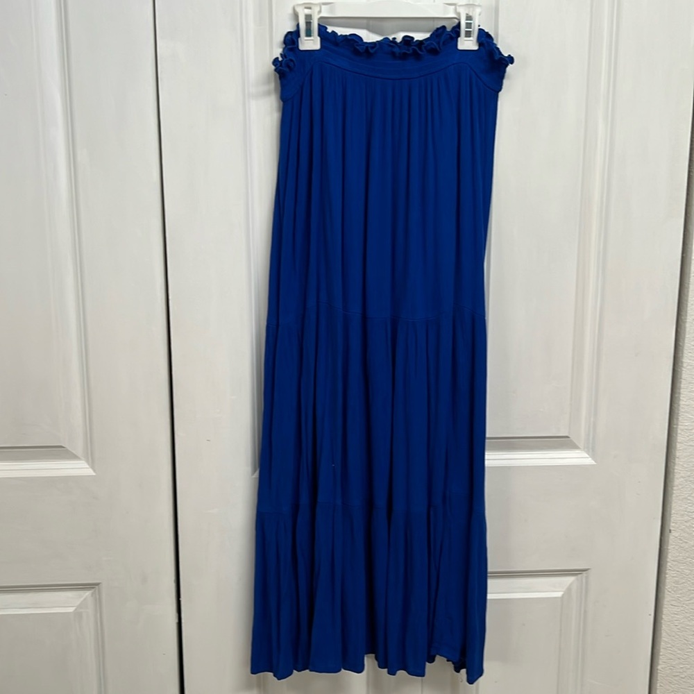Culture Code Midnight Blue Pull On Ruched Maxi Skirt Size M